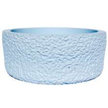 Vaso Texturizado Clássico M Baixo Artesanal 5,5x12,5cm Em Resina Mineral - Azul