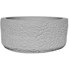Vaso Texturizado Clássico M Baixo Artesanal 5,5x12,5cm Em Resina Mineral - Cinza