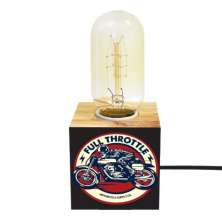 Abajur Mini Cubo Wood Base E-27 - Full Throttle