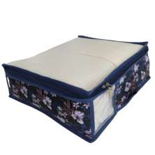 Caixa Organiza Roupa de Cama Tam P Nylon PVC Floral Az