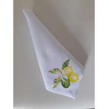Jogo 4 Guardanapo mesa decorativo 45x45 limão designer branco/verde