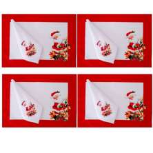 Jogo 4 Lugares Americanos + guardanapo Papai Noel mesa posta