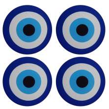 Jogo 4 capas sousplat mesa decorativo 35x35 Olho Grego designer azul