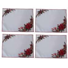 Jogo Americano 4 peças 50x37 flor de natal estampado