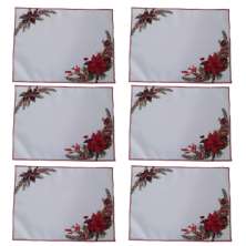 Jogo Americano 6 peças 50x37 flor de natal estampado
