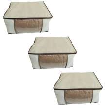 Kit 3 Organizadores G para Armário TNT Bege Visor PVC