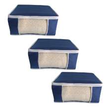 Kit 3 Protetores G de Almofada TNT Azul Visor PVC c/ zíper