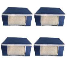 Kit 4 Caixas G Organizadoras Almofada TNT Azul Visor PVC