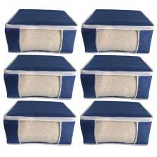 Kit 6 Protetores G de Almofada TNT Azul Visor PVC c/ zíper