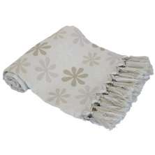 Manta Xale p Sofá tipo capa jacquard Flor57S Bege 2,20x1,40