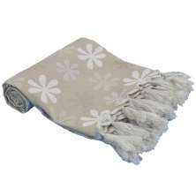 Manta Xale p/ Sofá tipo capa jacquard Flor67 Bege 2,50x1,40