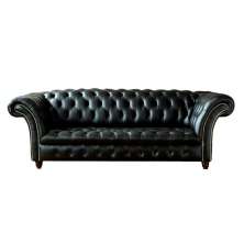 Sofá Chesterfield 3Lug. Mod. B Ecologico Preto