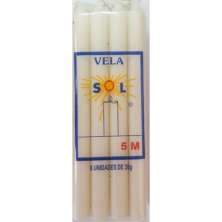 Vela Palito Tradicional Branca Nº 5M Kit c/24 maços de 8un