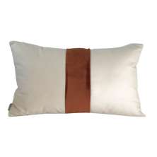 Capa De Almofada Retangular Faixa Em Veludo Creme