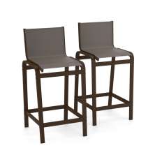 Kit 2 Banquetas Altas bancada Alumínio Marrom Tela Fendi
