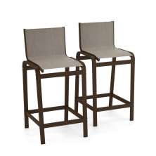 Kit 2 Banquetas Altas bancada Alumínio Marrom Tela Mocca