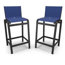 Kit 2 Banquetas Altas bancada Alumínio Preto Tela Azul