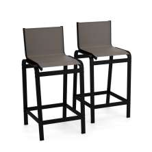 Kit 2 Banquetas Altas bancada Alumínio Preto Tela Fendi