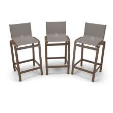 Kit 3 Banquetas Alta bancada Alumínio Marrom Tela Fendi