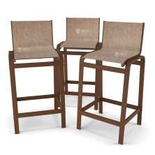 Kit 3 Banquetas Alta bancada Alumínio Marrom Tela Mocca