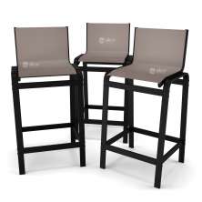 Kit 3 Banquetas Alta bancada Alumínio Preto Tela Fendi