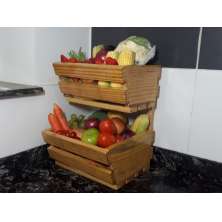 Fruteira de Madeira de Mesa ou Parede 2 Cestos