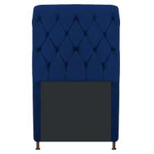 Cabeceira Estofada Cristal 100 cm Solteiro Com Capitonê Suede Azul Marinho - Amarena Móveis