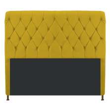 Cabeceira Estofada Cristal 140 cm Casal Com Capitonê Suede Amarelo - Amarena Móveis