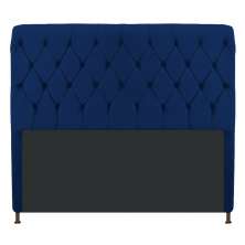Cabeceira Estofada Cristal 140 cm Casal Com Capitonê Suede Azul Marinho - Amarena Móveis