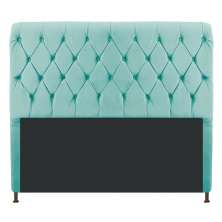 Cabeceira Estofada Cristal 140 cm Casal Com Capitonê Suede Azul Tiffany - Amarena Móveis