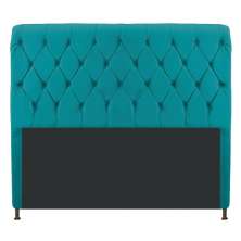Cabeceira Estofada Cristal 140 cm Casal Com Capitonê Suede Azul Turquesa - Amarena Móveis