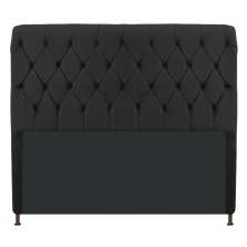 Cabeceira Estofada Cristal 140 cm Casal Com Capitonê Suede Preto - Amarena Móveis