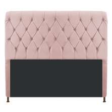 Cabeceira Estofada Cristal 140 cm Casal Com Capitonê Suede Rosê - Amarena Móveis
