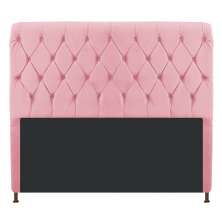 Cabeceira Estofada Cristal 140 cm Casal Com Capitonê Suede Rosa Bebê - Amarena Móveis