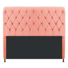 Cabeceira Estofada Cristal 160 cm Queen Size Com Capitonê Suede Coral - Amarena Móveis