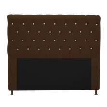 Cabeceira Estofada Cristal 160 cm Queen Size Com Strass Suede Marrom - Amarena Móveis