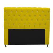 Cabeceira Estofada Cristal 195 cm King Size Com Strass Suede Amarelo - Amarena Móveis