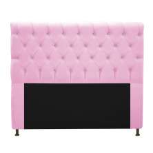 Cabeceira Estofada Cristal 195 cm King Size Com Strass Suede Rosa Bebê - Amarena Móveis