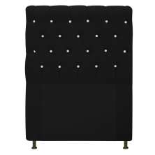 Cabeceira Estofada Cristal 90 cm Solteiro Com Strass  Suede Preto - Amarena Móveis