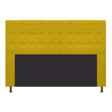 Cabeceira Estofada Dama 140 cm Casal Com Botonê  Suede Amarelo - Amarena Móveis