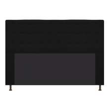 Cabeceira Estofada Dama 140 cm Casal Com Botonê  Suede Preto - Amarena Móveis