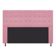 Cabeceira Estofada Dama 140 cm Casal Com Botonê  Suede Rosa Bebê - Amarena Móveis