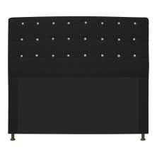 Cabeceira Estofada Dama 140 cm Casal Com Strass  Corano Preto - Amarena Móveis