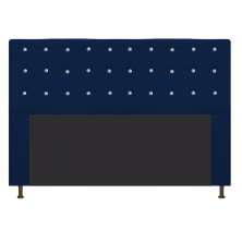 Cabeceira Estofada Dama 140 cm Casal Com Strass  Suede Azul Marinho - Amarena Móveis