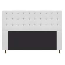 Cabeceira Estofada Dama 140 cm Casal Com Strass  Suede Branco - Amarena Móveis