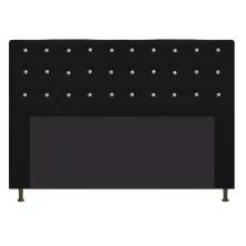 Cabeceira Estofada Dama 140 cm Casal Com Strass  Suede Preto - Amarena Móveis