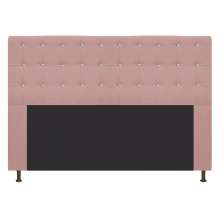 Cabeceira Estofada Dama 140 cm Casal Com Strass  Suede Rosê - Amarena Móveis