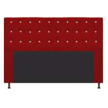 Cabeceira Estofada Dama 140 cm Casal Com Strass  Suede Vermelho - Amarena Móveis