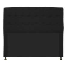 Cabeceira Estofada Dama 160 cm Queen Size Com Botonê Corano Preto - Amarena Móveis