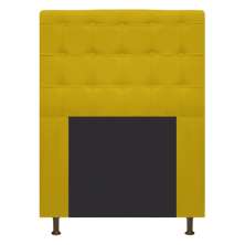 Cabeceira Estofada Dama 90 cm Solteiro Com Botonê  Suede Amarelo - Amarena Móveis
